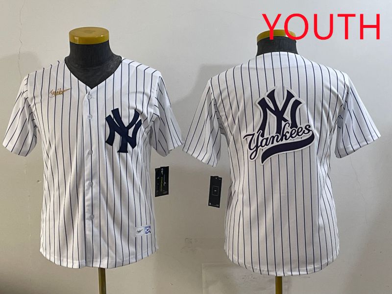Youth 2025 New York Yankees Blank White Stripe Throwback Nike MLB Jersey style 1